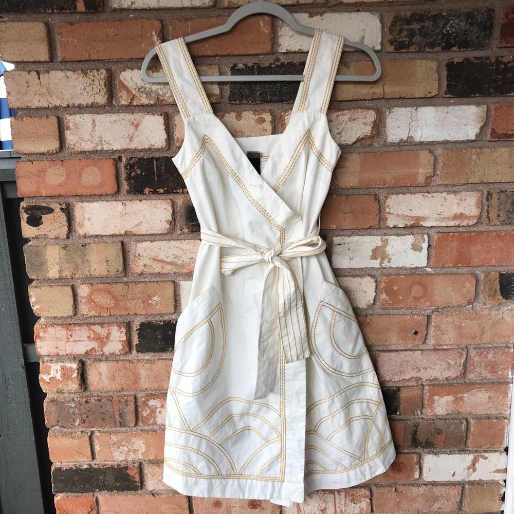 NWT Anthropologie Lilthe Quiet Companion Cotton Wrap Embroidery Dress